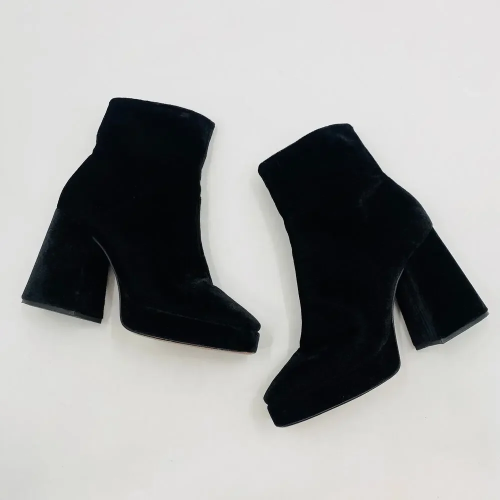 Schutz platform black velvet booties
